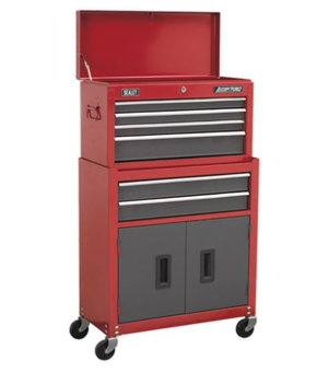 Sealey 6 Drawer Topchest & Rollcab Combination with Ball-Bearing Slides - Red/Grey