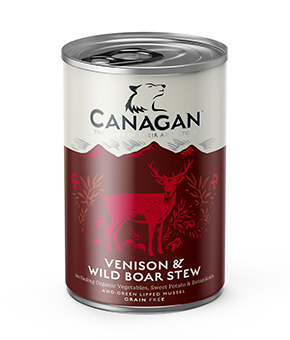 Venison & Wild Boar Stew is a complete and balanced grain-free  food with organic vegetables, fresh meat and chelated minerals.
