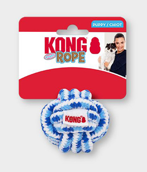 Kong Rope Ball Puppy Assorted Colours Pink/Blue Kong Rope Ball Puppy Assorted Colours Pink/Blue